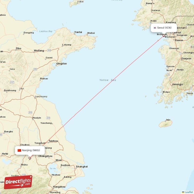 ICN - NKG route map