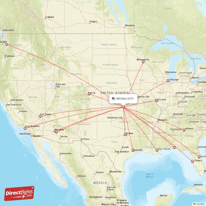 Direct flights from Wichita - 15 destinations - ICT, USA ...