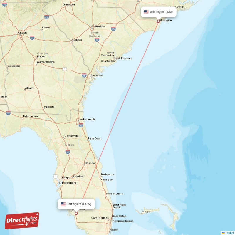 ILM - RSW route map