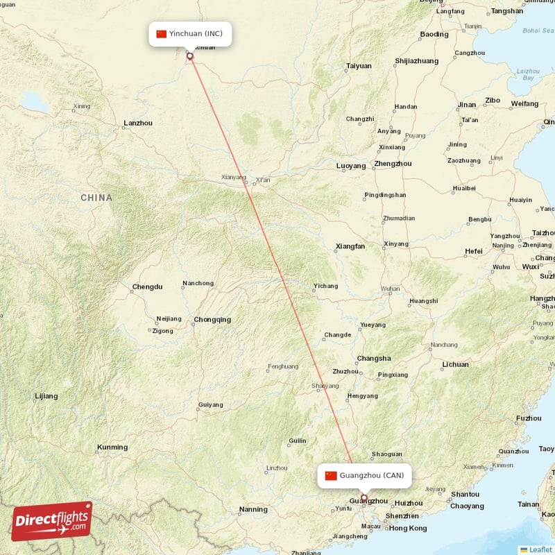 Direct Flights From Yinchuan To Guangzhou, INC To CAN Non-stop ...