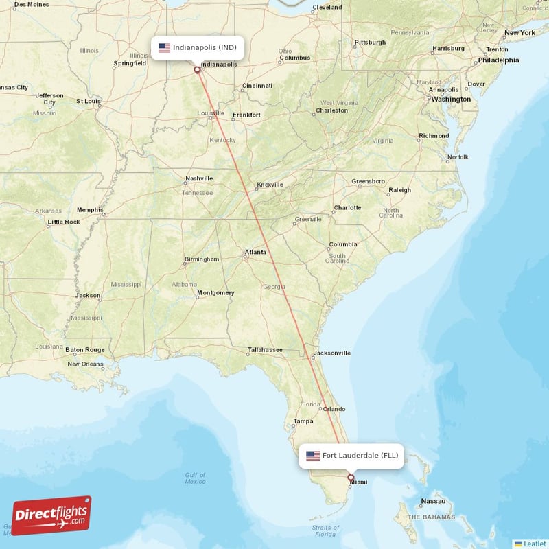 Direct flights from Indianapolis to Fort Lauderdale IND to FLL