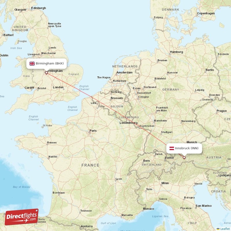 INN - BHX route map
