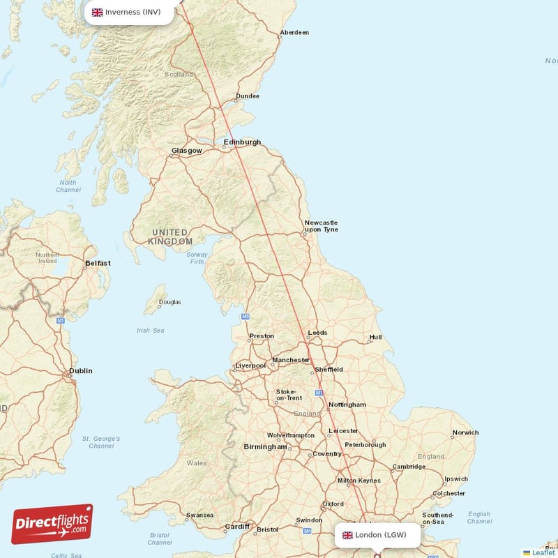 LGW - INV route map
