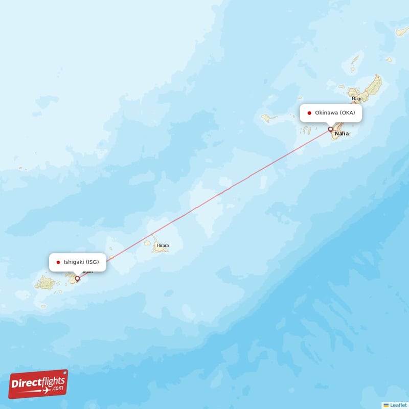 Direct flights from Ishigaki to Okinawa, ISG to OKA nonstop