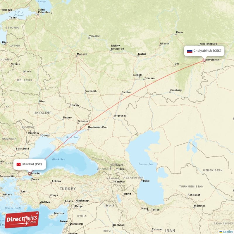 Direct flights from Istanbul to Chelyabinsk IST to CEK non stop