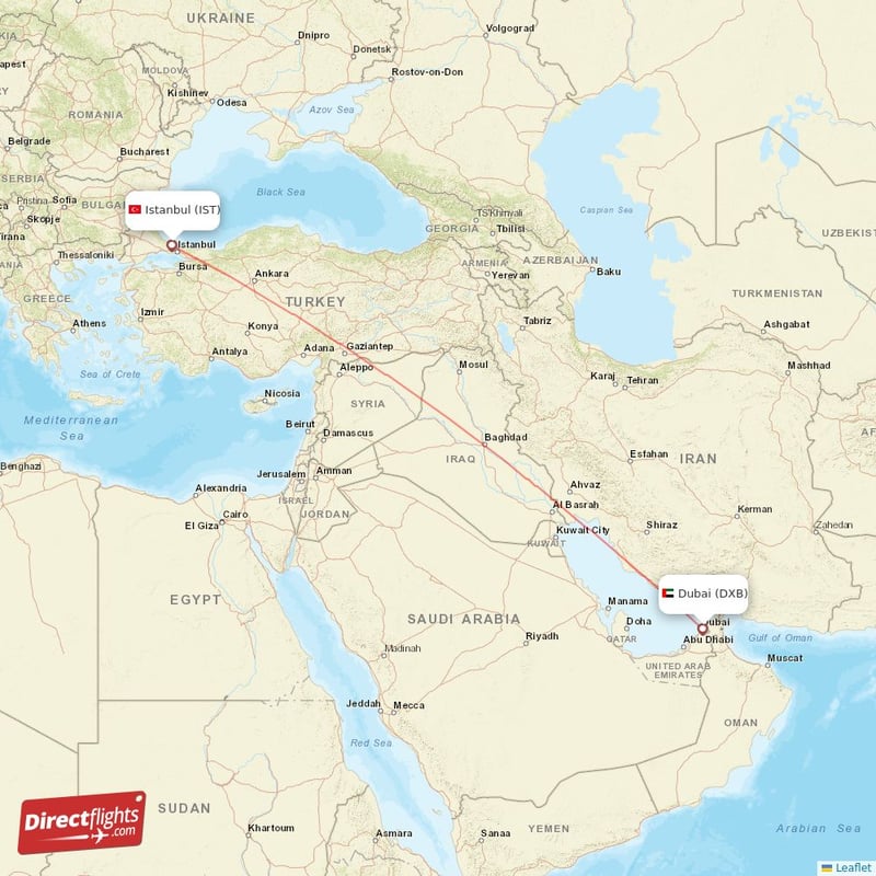 IST - DXB route map