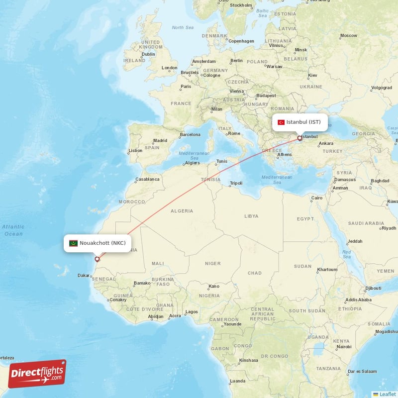 Direct flights from Istanbul to Nouakchott IST to NKC non stop