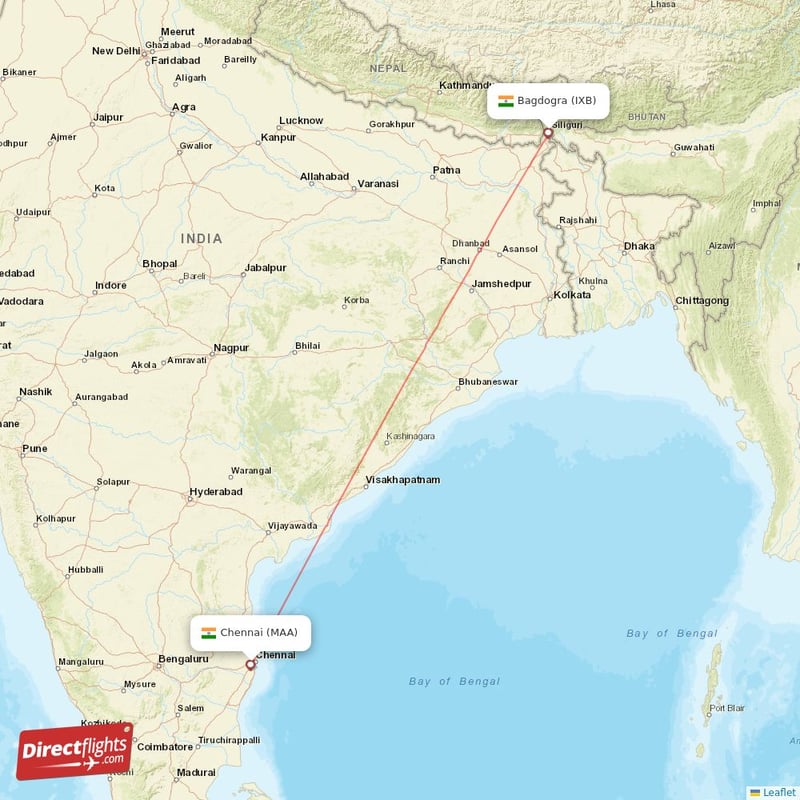 IXB - MAA route map