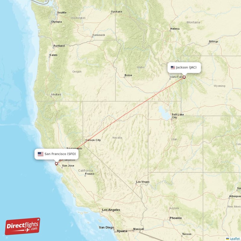 JAC - SFO route map