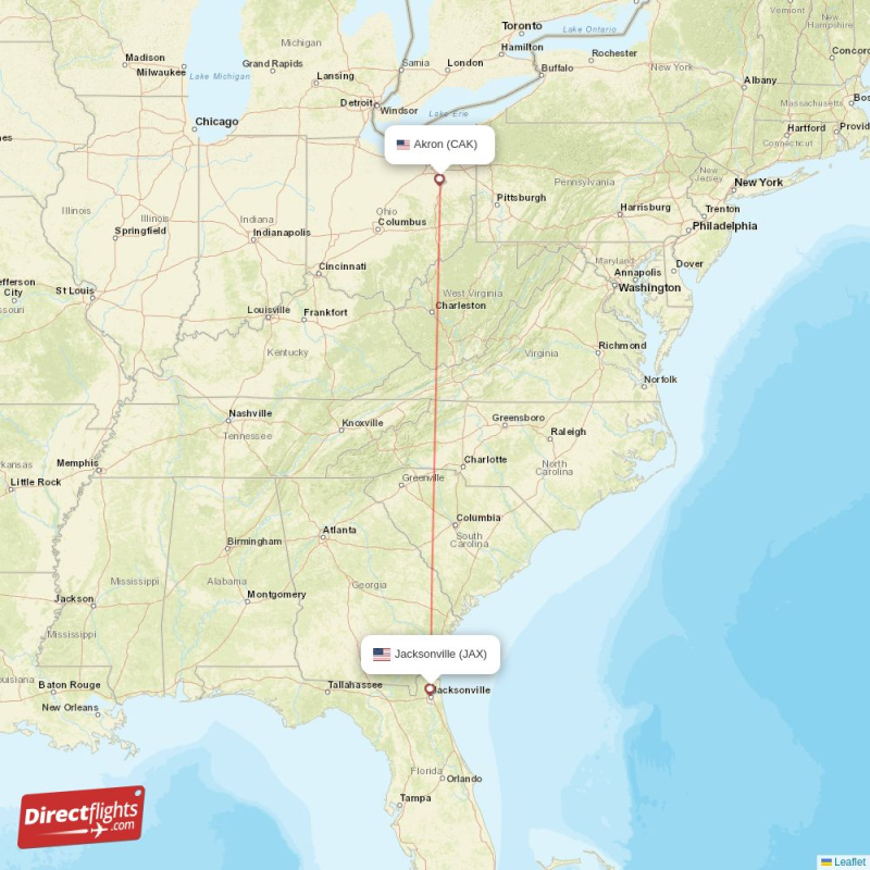 JAX - CAK route map