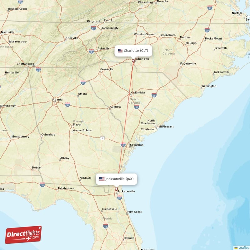 Direct flights from Jacksonville to Charlotte JAX to CLT non stop