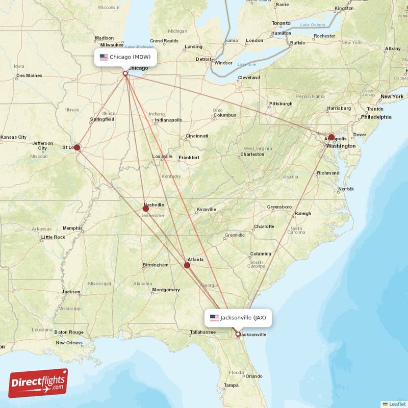 JAX - MDW route map