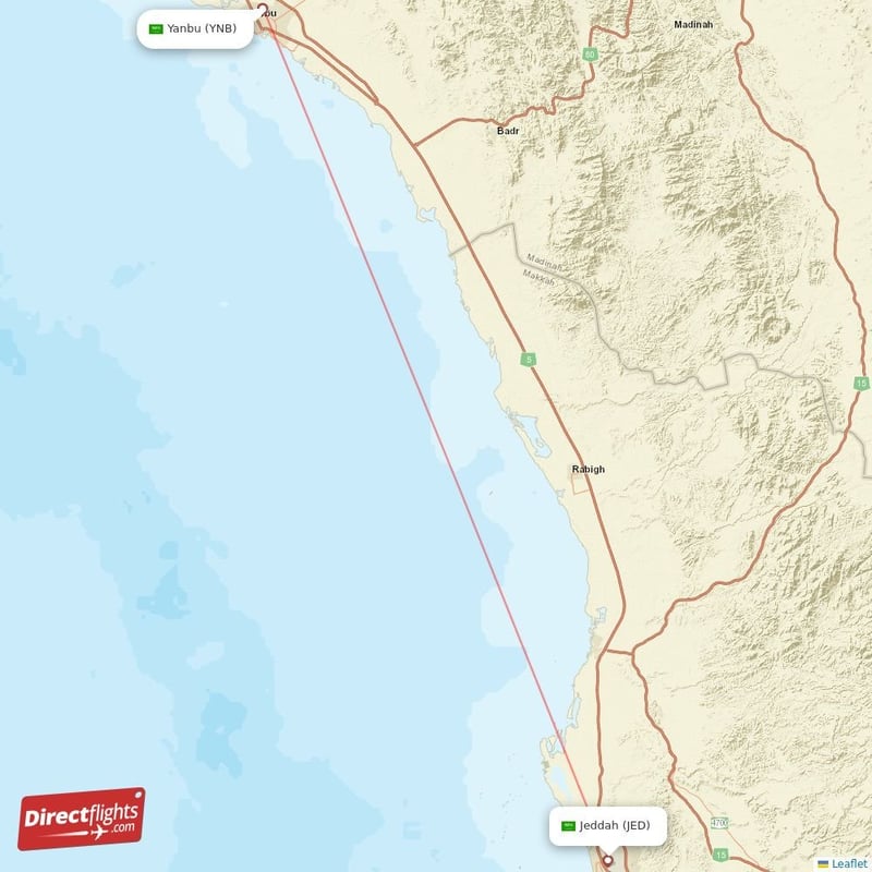 Direct flights from Jeddah to Yanbu, JED to YNB non-stop ...