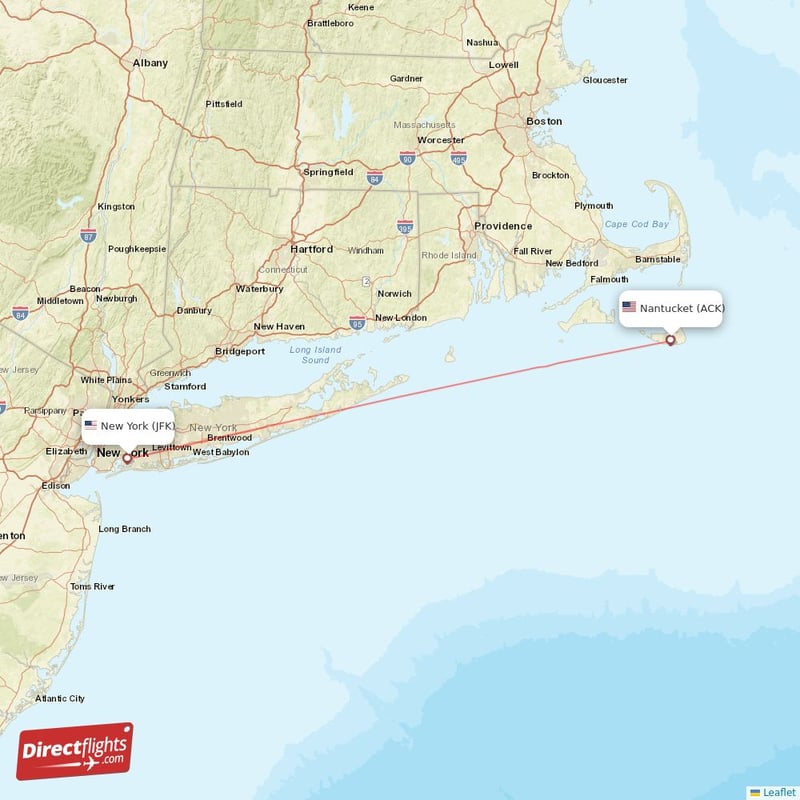 JFK - ACK route map