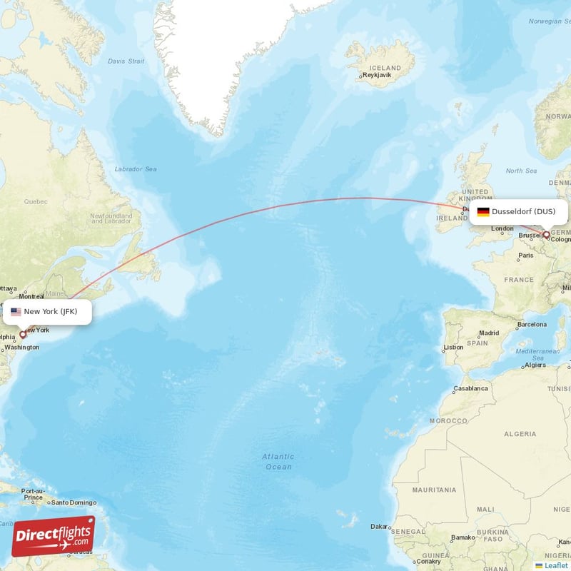 JFK - DUS route map