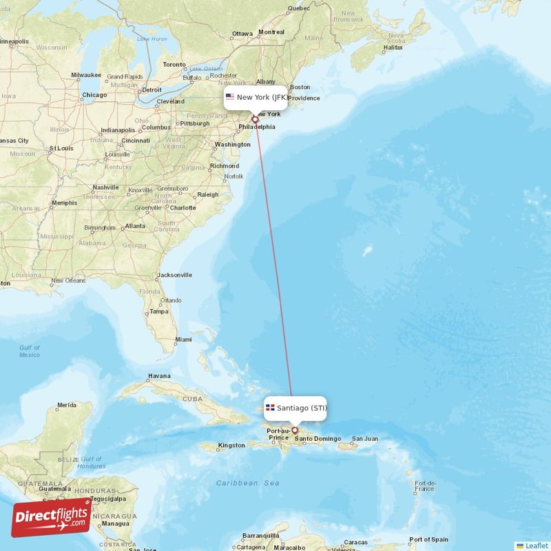 JFK - STI route map