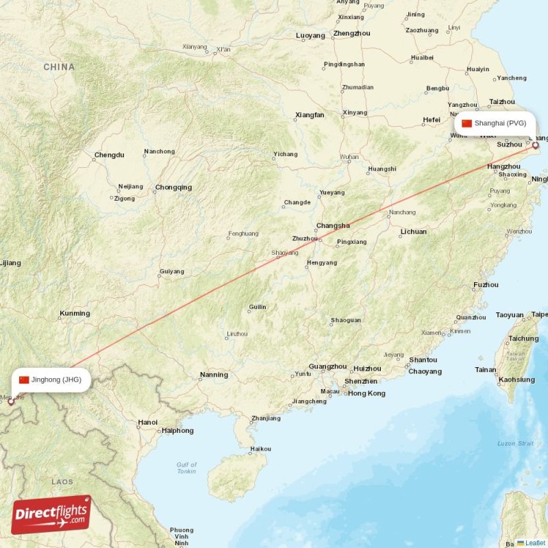 Direct flights from Jinghong to Shanghai, JHG to PVG non-stop ...