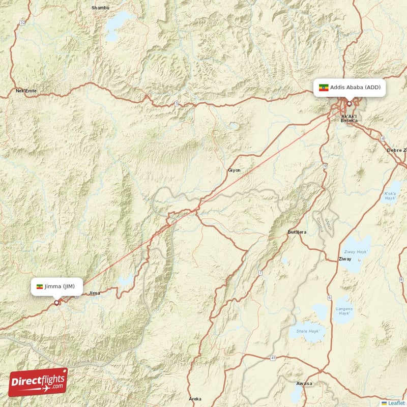 Direct flights from Jimma to Addis Ababa, JIM to ADD non-stop ...