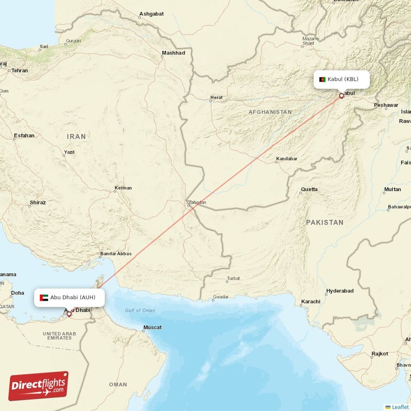 KBL - AUH route map