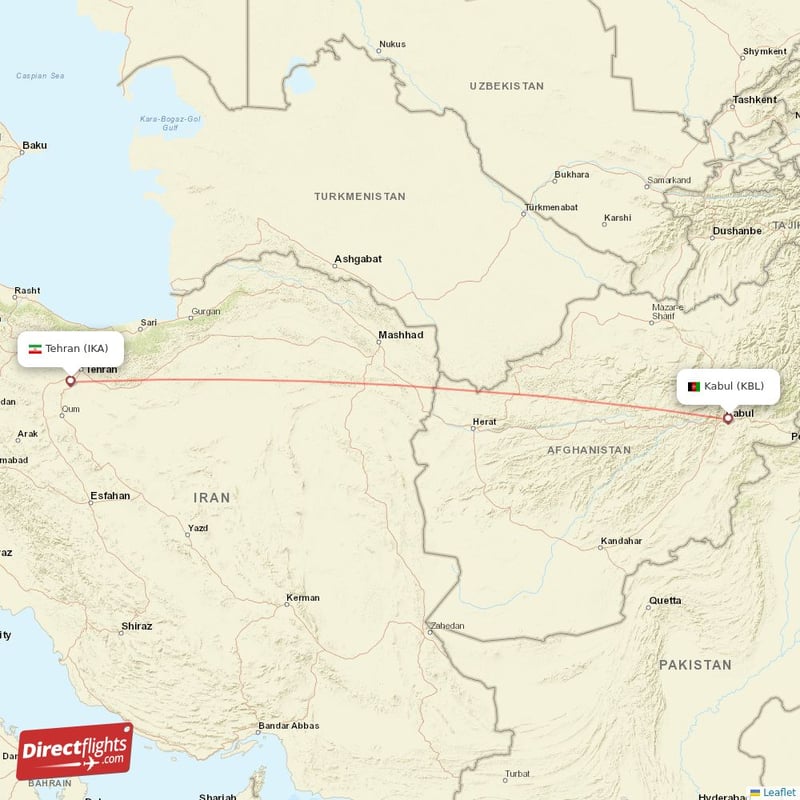 Direct flights from Kabul to Tehran KBL to IKA non stop