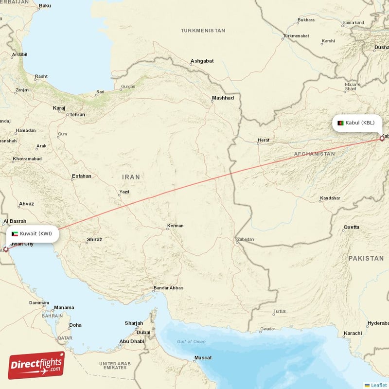 Direct flights from Kabul to Kuwait KBL to KWI non stop