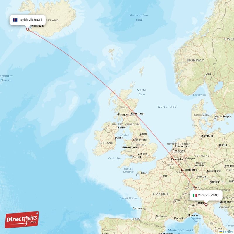 Direct flights from Reykjavik to Verona, KEF to VRN non-stop ...