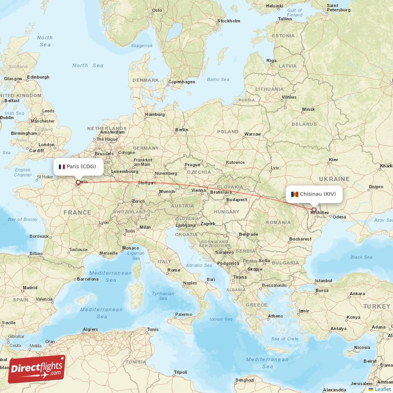 KIV - CDG route map