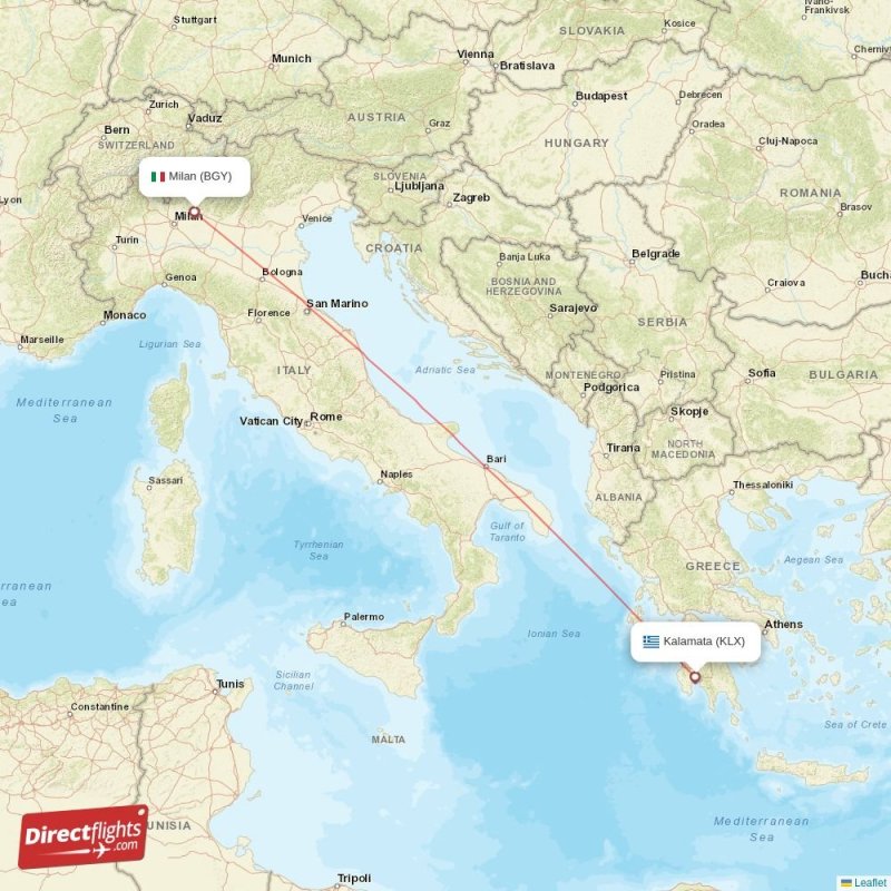KLX - BGY route map