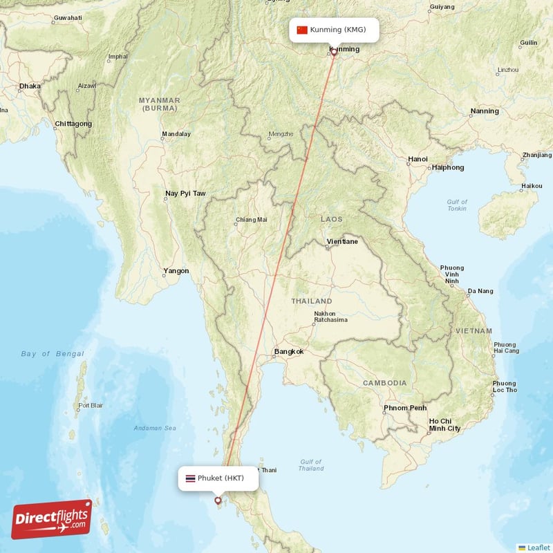 KMG - HKT route map