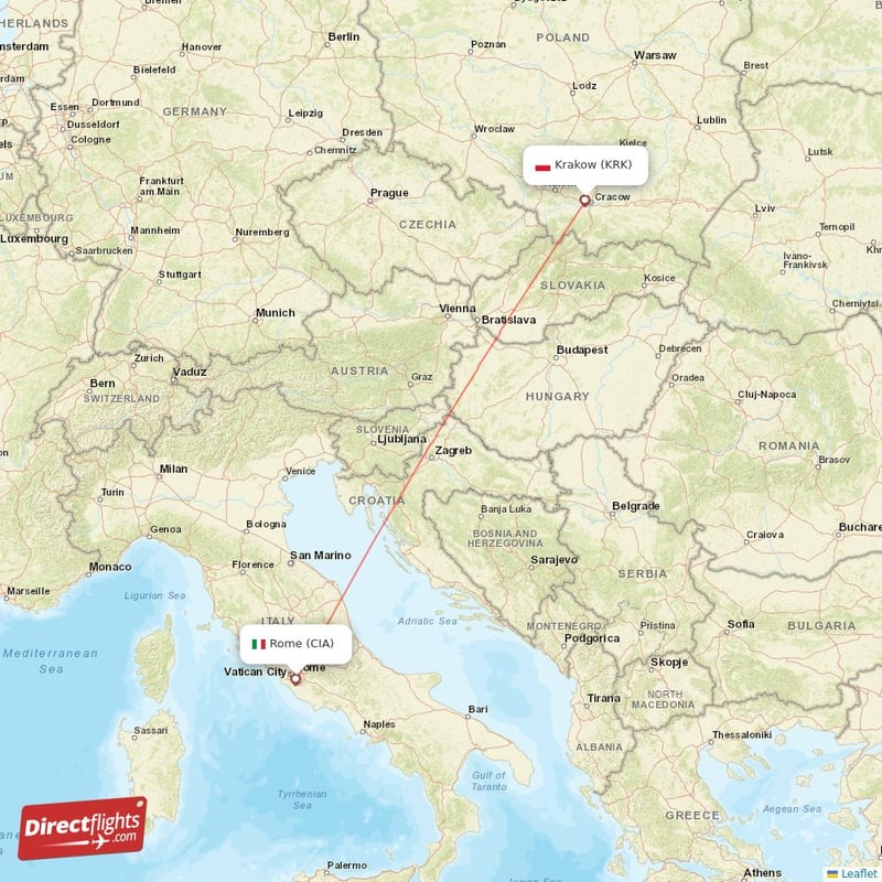 KRK - CIA route map