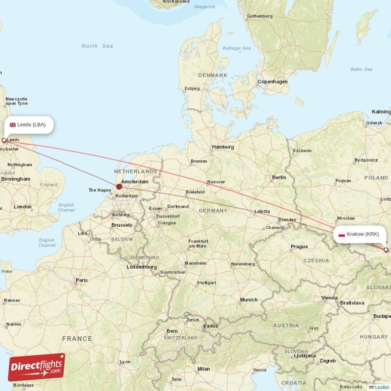 KRK - LBA route map