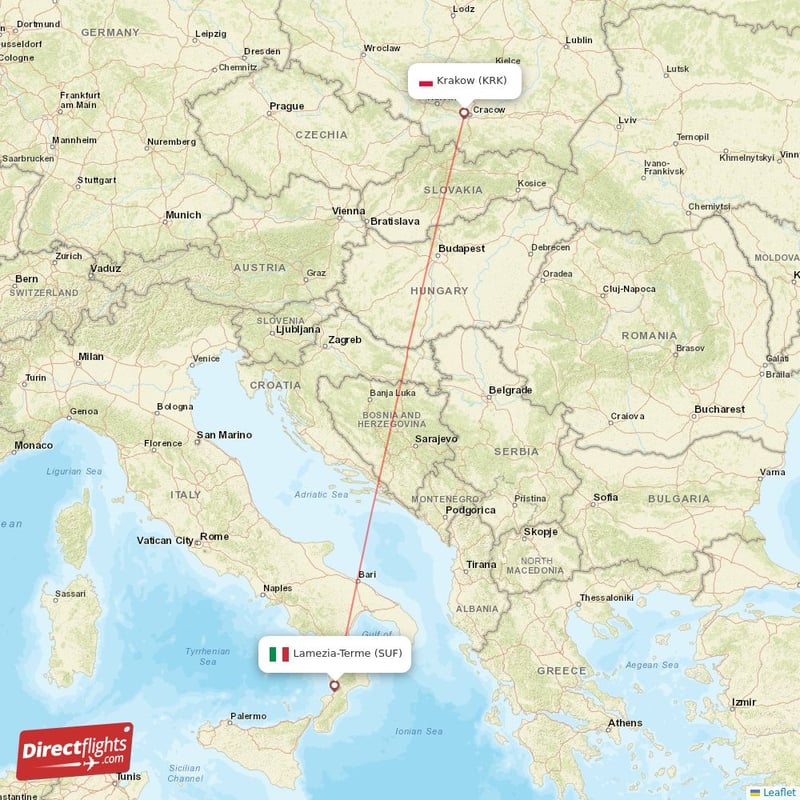KRK - SUF route map
