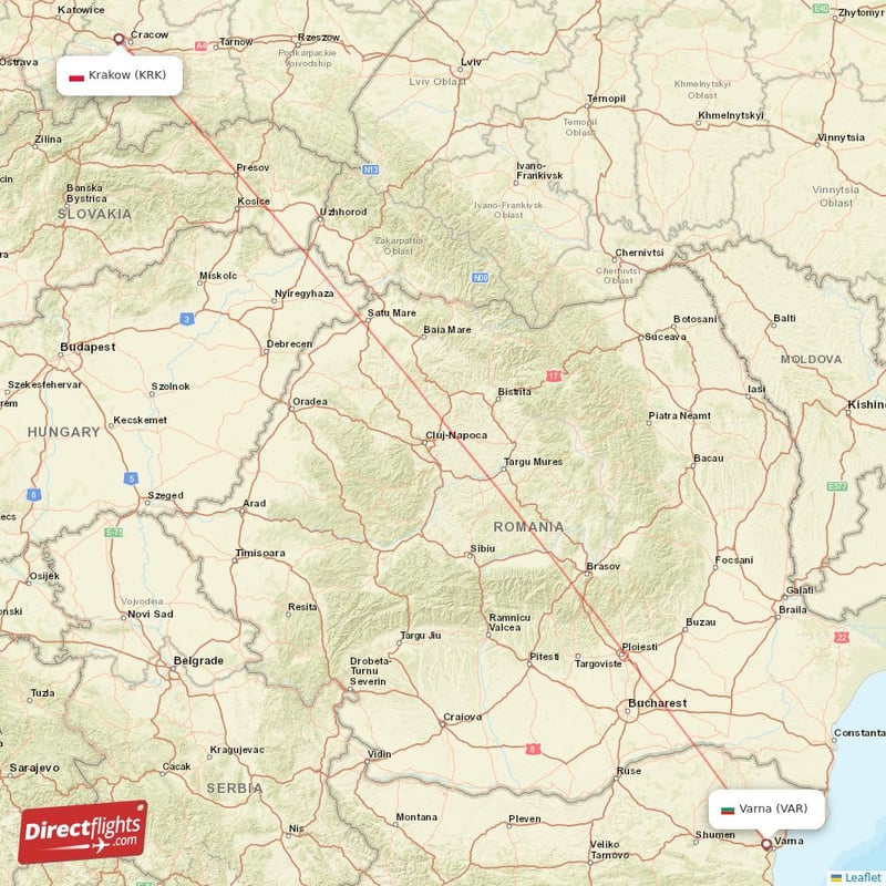 KRK - VAR route map