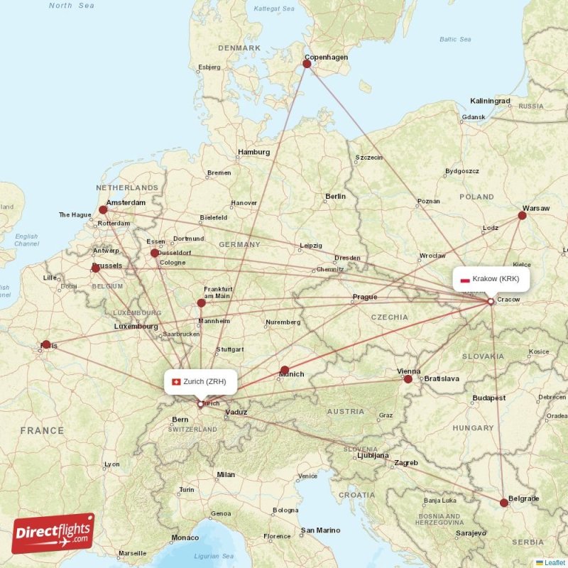 KRK - ZRH route map