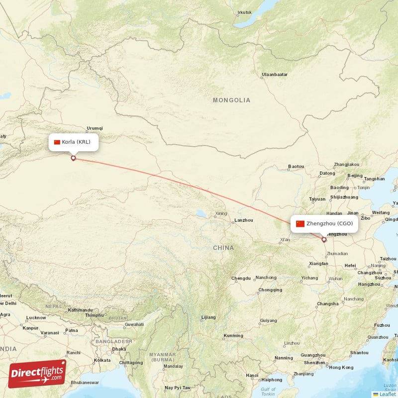 Direct Flights From Korla To Zhengzhou, KRL To CGO Non-stop ...