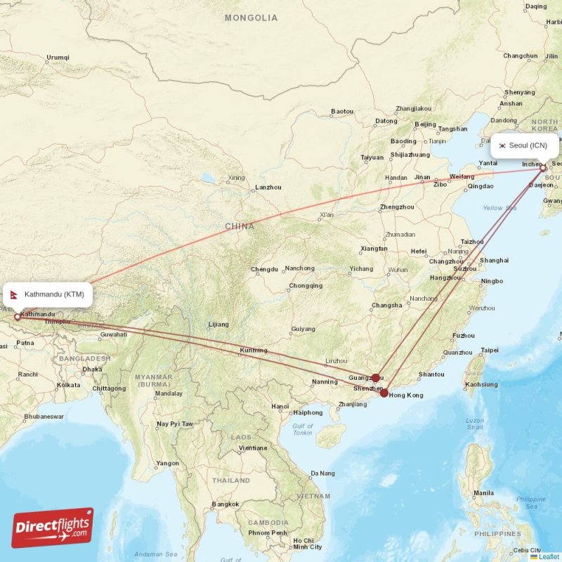 KTM - ICN route map
