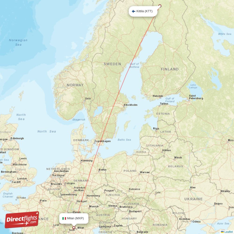KTT - MXP route map