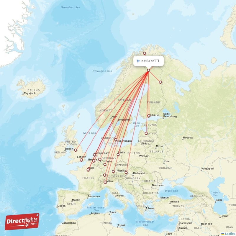 Direct flights to Kittila KTT, Finland