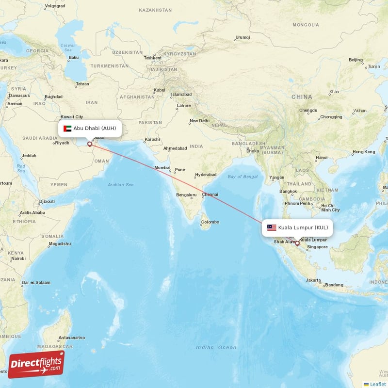 KUL - AUH route map