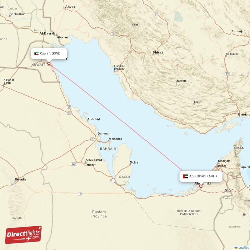 KWI - AUH route map