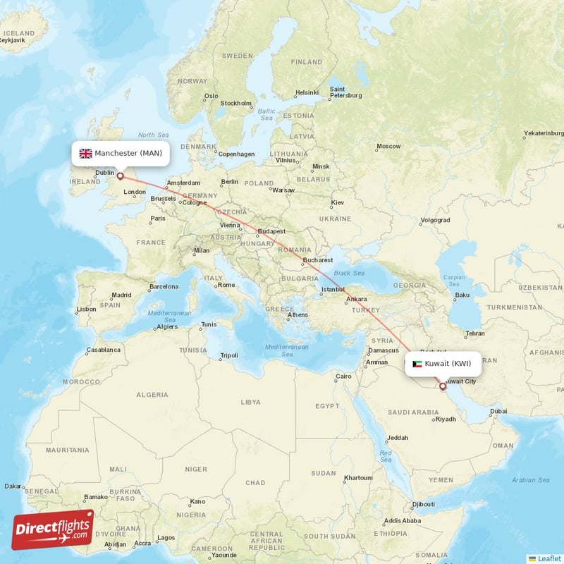 Direct flights from Kuwait to Manchester KWI to MAN non stop