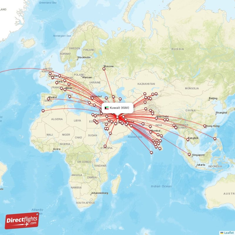 Direct flights from Kuwait 93 destinations KWI Kuwait