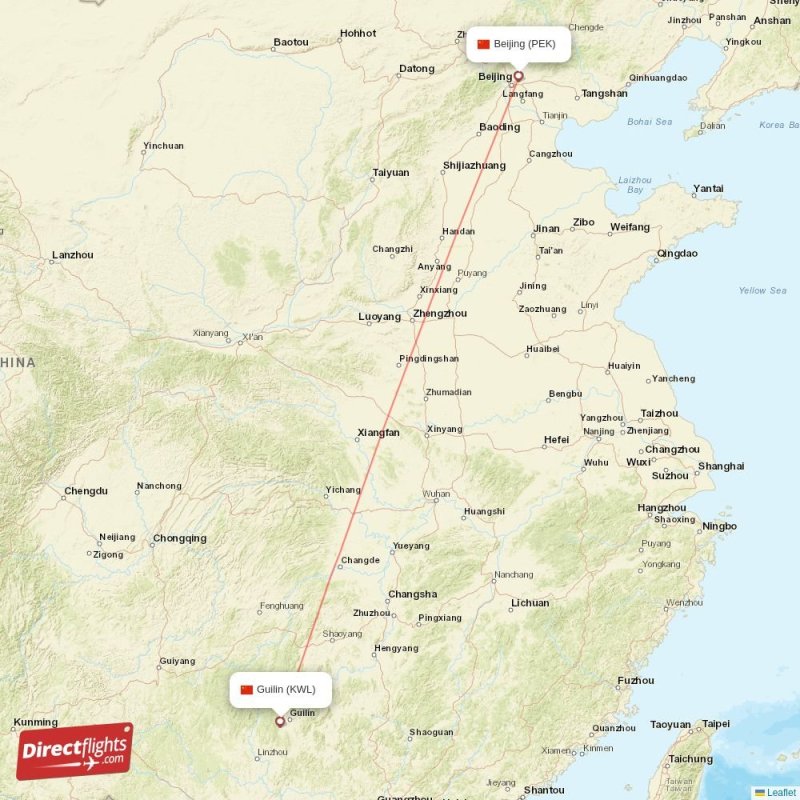 KWL - PEK route map