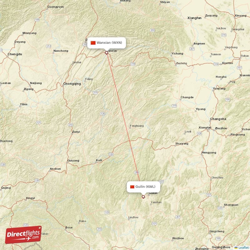 WXN - KWL route map