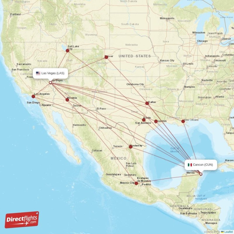 LAS - CUN route map