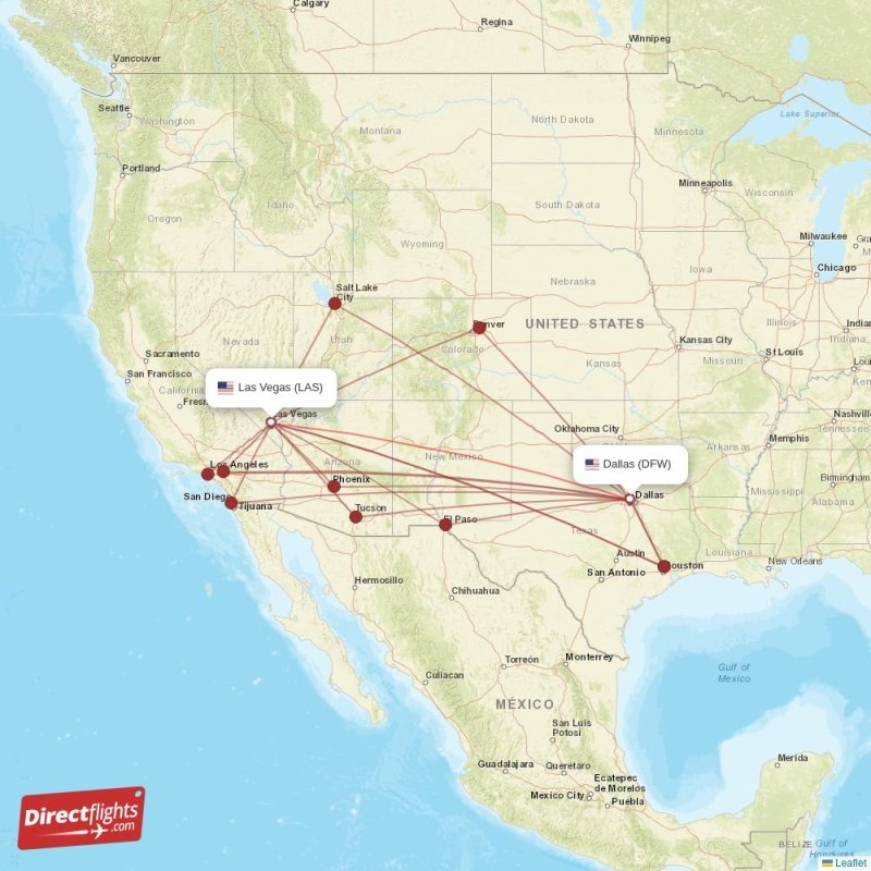 Direct flights from Las Vegas to Dallas (LAS-DFW) - Directflights.com