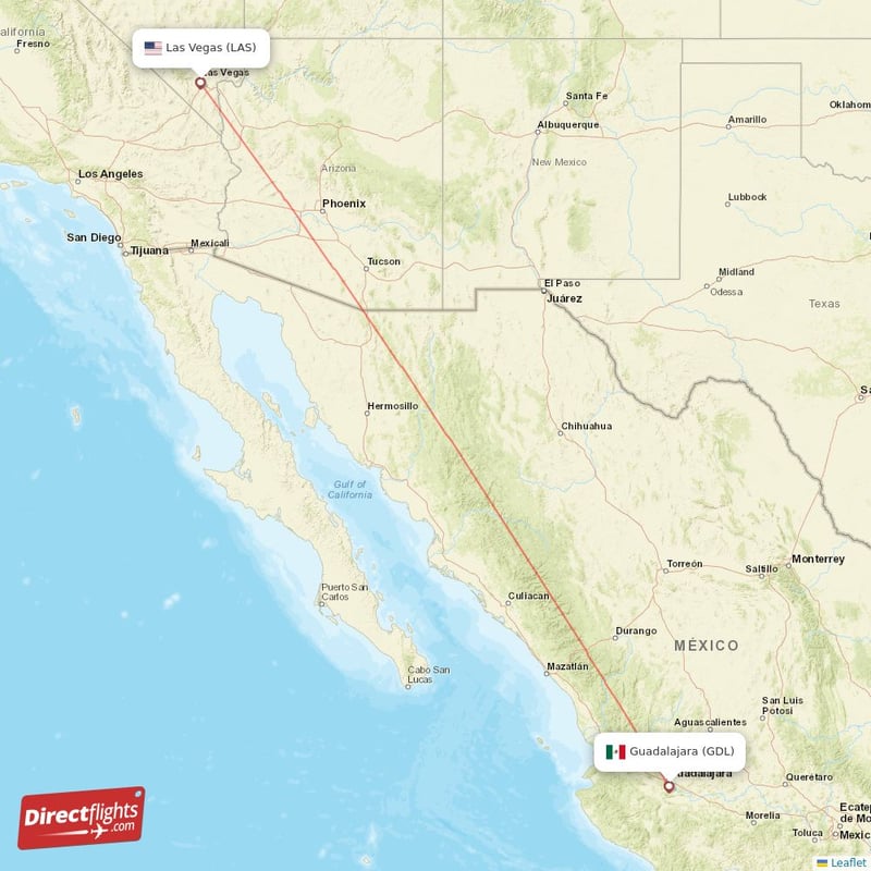 LAS - GDL route map