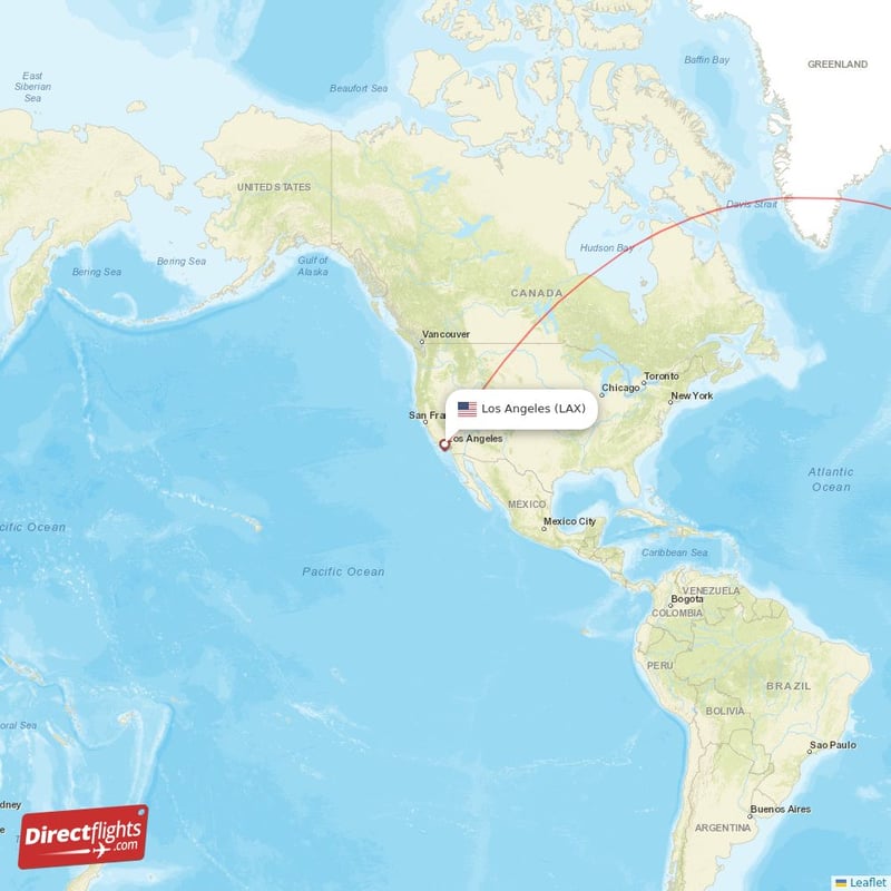 LAX - AMS route map