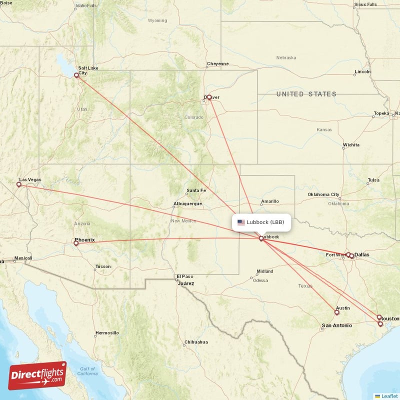 Direct flights from Lubbock 8 destinations LBB, USA