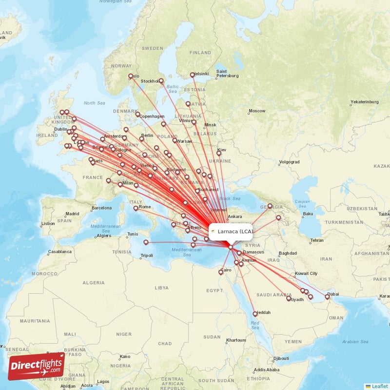 Direct flights from Larnaca - 76 destinations - LCA, Cyprus ...